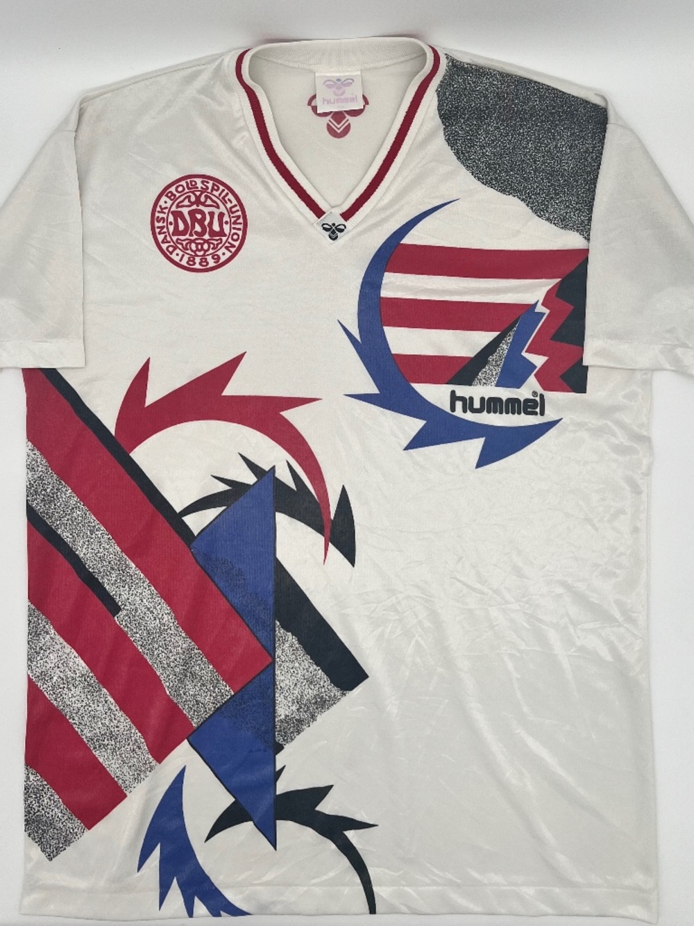 Denmark 1990 Training Authentic hummel Soccer Jersey L White Men